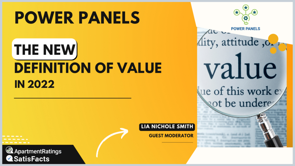 power panels the new definition of value with yellow background and a newspaper "value" under magnifying glass