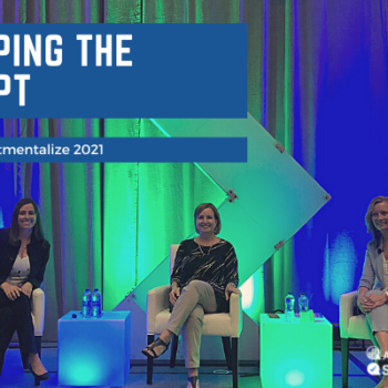 flipping the script text with image of 3 panelists sitting in chairs on stage
