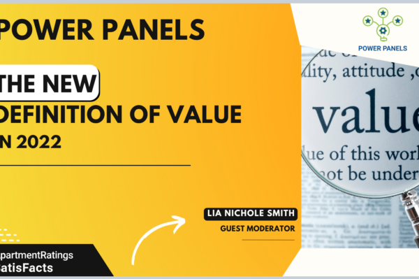 power panels the new definition of value with yellow background and a newspaper "value" under magnifying glass