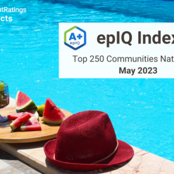 pool with watermelon and hat on deck, epiq index may 2023