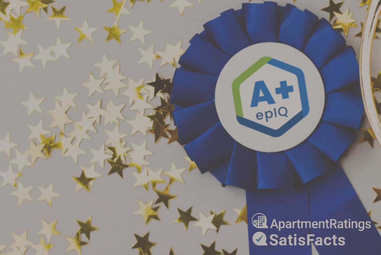 A+ epIQ logo on ribbon for ApartmentRatings & SatisFacts epIQ Report